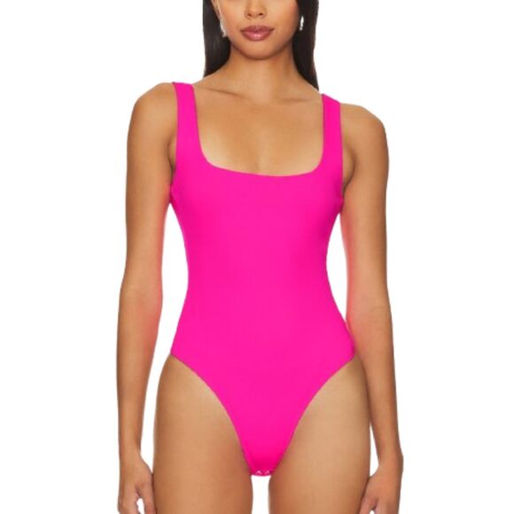 NWT Good American Fuchsia Pink Scuba Modern Tank Swimsuit Size 0 / XS - Picture 1 of 4